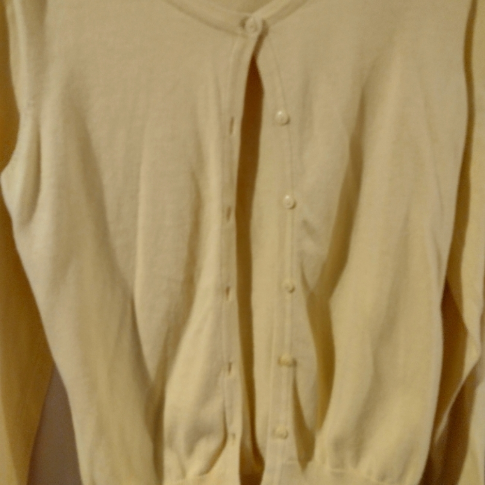 Vintage Ladies Basic Hm Yellow Button Down Cardig… - image 2